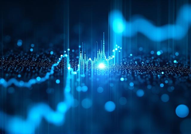 Machine learning visualization showing trend lines and data nodes